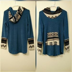 Filly Flair Blue Aztec Sweater Hoodie